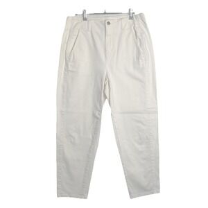 Eileen Fisher Womens 12 Ivory Organic Cotton tapered ankle‎ pants Stretch